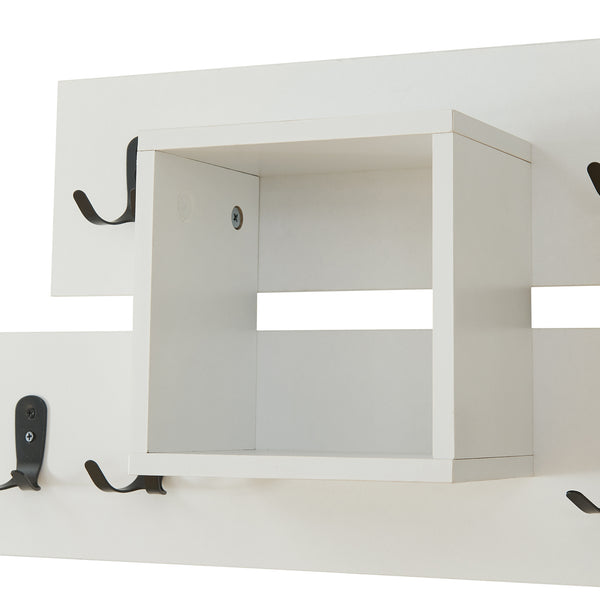 Cuier de perete cu spatiu depozitare Vänd 32x60x14 cm alb [en.casa]