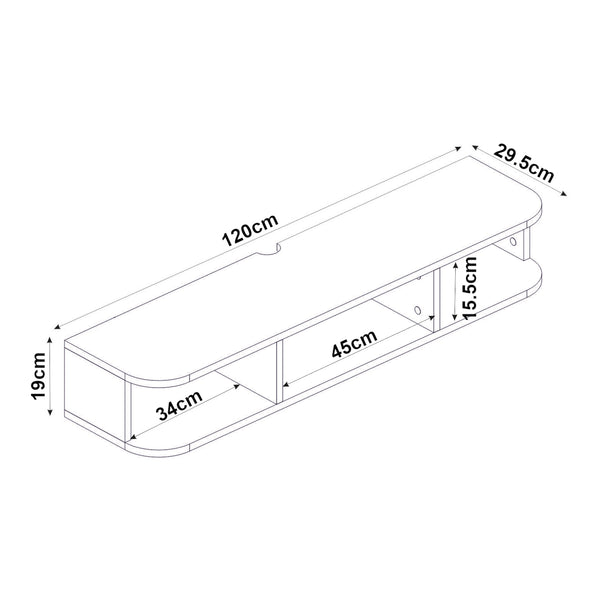 Suport TV de perete Oundsvas 120x30x19 cm alb [en.casa]