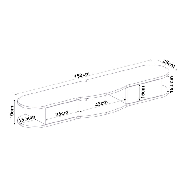 Suport TV de perete Nyskiri 150x35x19 cm antracit/efect lemn stejar [en.casa]