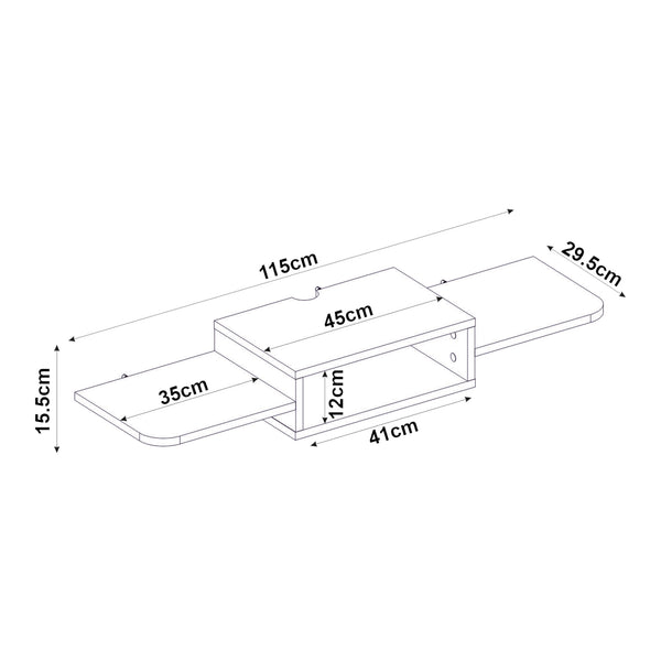 Suport TV de perete Tar 115x30x16 cm alb [en.casa]