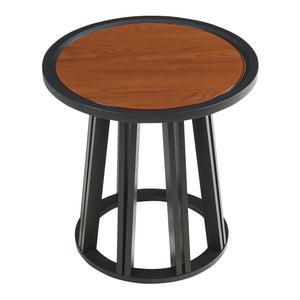 Masuta rotunda Burgess 51x51 cm negru/efect lemn nuc [en.casa]