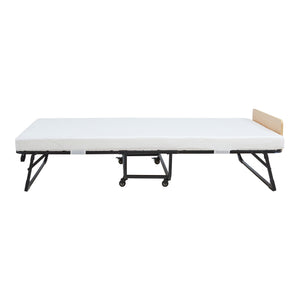 Pat pliabil cu saltea Lustendi 200x90 cm otel negru [en.casa]