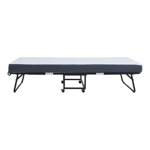 Pat metalic pliabil cu saltea spuma memorie Borjavle 200 x 90 cm negru [en.casa]