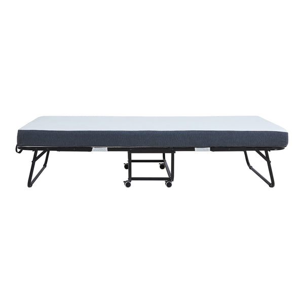 Pat metalic pliabil cu saltea spuma memorie Borjavle 200 x 90 cm negru [en.casa]