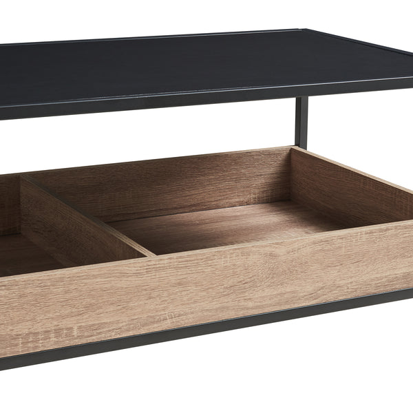 Masuta cafea Belana 100x48x35 cm negru/efect lemn stejar [en.casa]