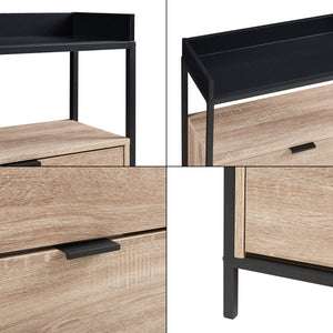 Dulap pantofi cu 2 usi rabatabile Belana 115x60x23 cm negru/efect stejar [en.casa]