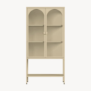 Vitrina cu 2 usi si raft Klippestad 160x80x35 cm camel [en.casa]
