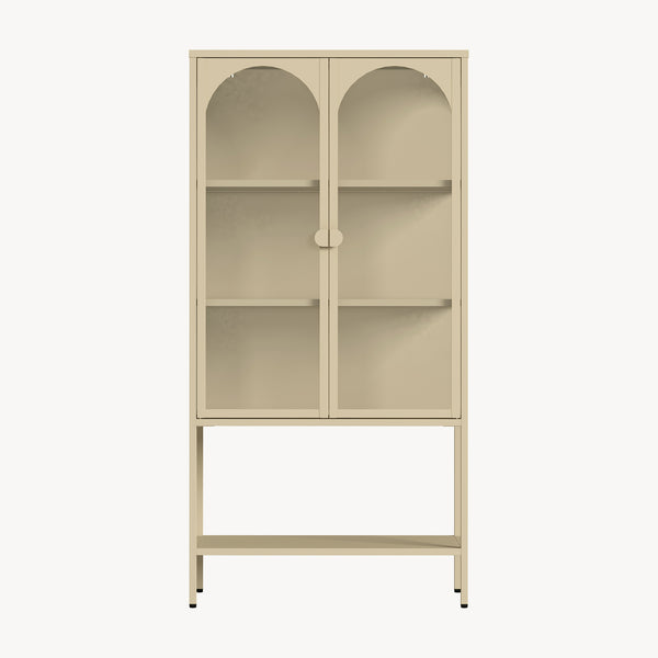 Vitrina cu 2 usi si raft Klippestad 160x80x35 cm camel [en.casa]