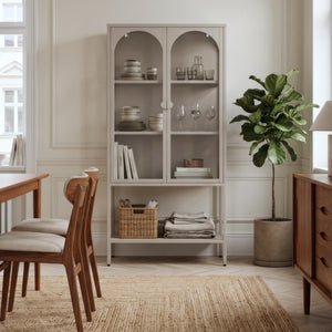 Vitrina cu 2 usi si raft Klippestad 160x80x35 cm gri cald [en.casa]