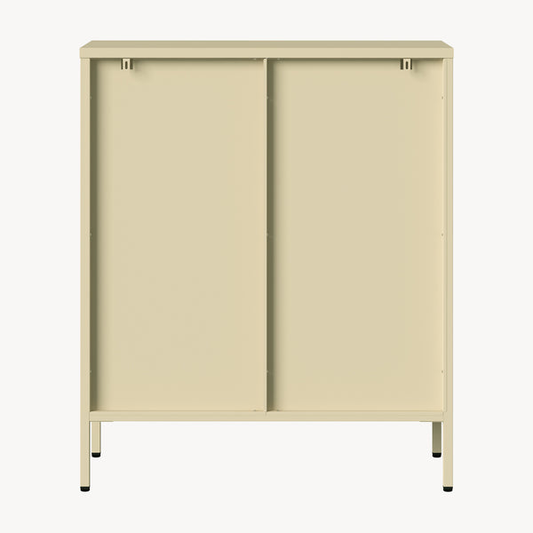 Vitrina cu 2 usi sticla Klippestad 95x80x35 cm camel [en.casa]