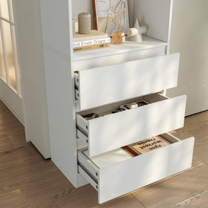 Raft carti Les 180x60x35 cm alb cu 3 sertare [en.casa]