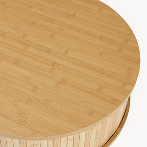 Noptiera rotunda cu usi glisante Nordkapp 45x60 cm bambus natur [en.casa]