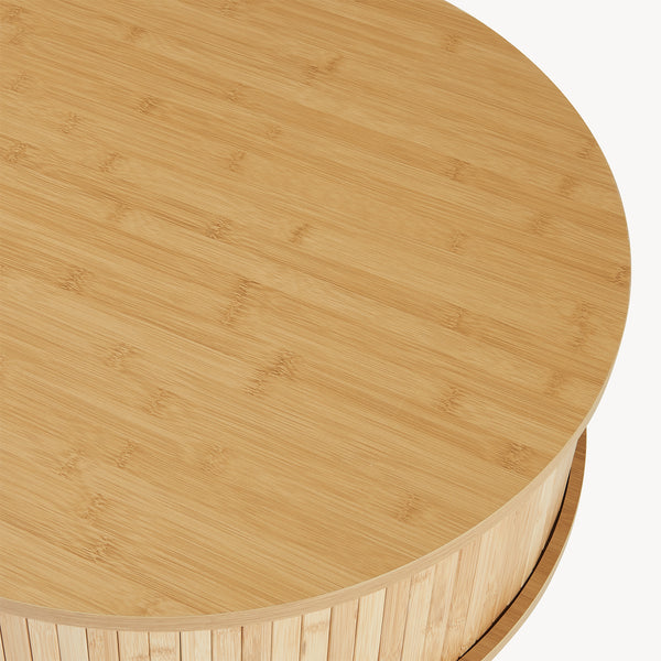 Noptiera rotunda cu usi glisante Nordkapp 45x60 cm bambus natur [en.casa]