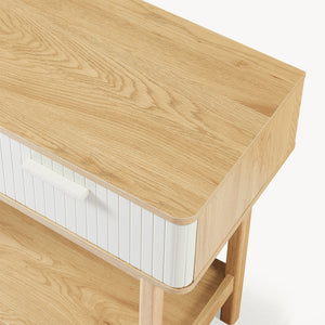 Masa consola cu 2 sertare Ferrersp 100x40x80 cm efect stejar/oatmeal [en.casa]