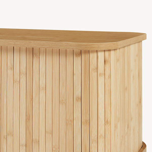 Dulap pantofi - banca cu perna pentru sezut si usi glisante Tvedestrand 50x80x40 cm natur/bej [en.casa]