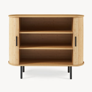 Dulap cu 2 usi glisante pt pantofi Tvedestrand 100x40x80 cm mdf/bambus/metal natur/negru [en.casa]