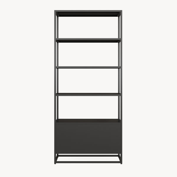 Raft carti cu dulap Hailuoto 180x80x40 cm otel negru mat [en.casa] 