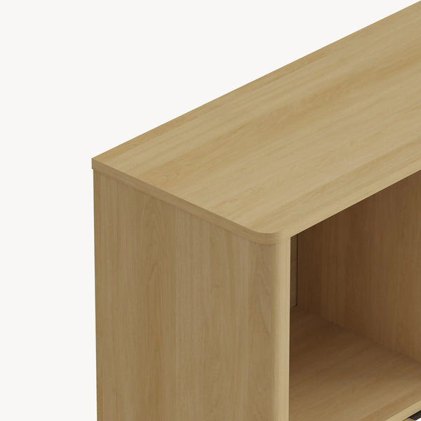 Comoda cu 2 usi si 2 rafturi Lukhomso 85x75x30 cm efect stejar/efect ratan/negru [en.casa]