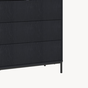 Comoda cu 3 sertare Nykapin 80x80x40 MDF negru structurat [en.casa]