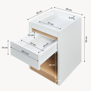 Noptiera cu sertar Lure 55x30x35 cm alb/efect stejar [en.casa]