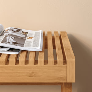 Banca pantofi Lasdarvoo 120x35x45 cm bambus natur [en.casa]