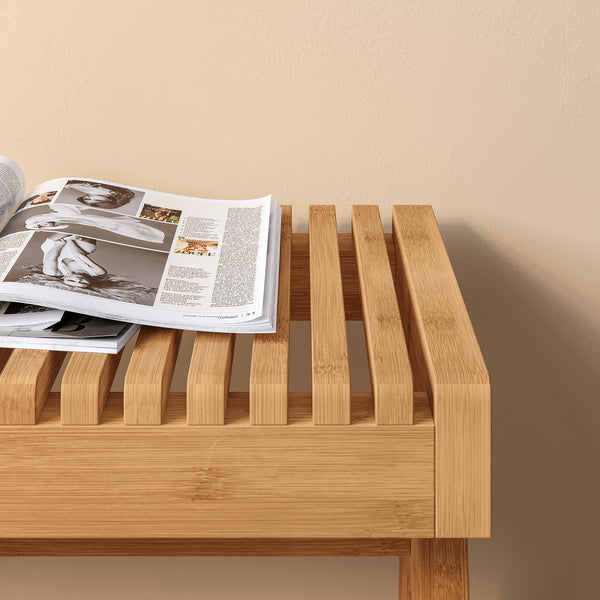 Banca pantofi Lasdarvoo 120x35x45 cm bambus natur [en.casa]