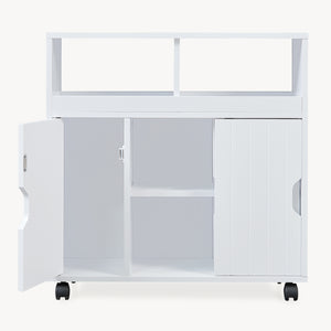 Dulap mobil pe 4 roti Fadeskimma 72x70x20 cm alb [en.casa]
