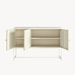 Comoda cu 3 usi Viitasaari 120x40x80 cm otel crem deschis [en.casa] 