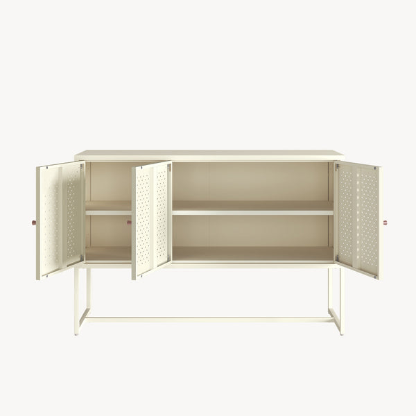 Comoda cu 3 usi Viitasaari 120x40x80 cm otel crem deschis [en.casa] 