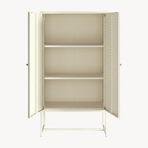 Comoda inalta cu 2 usi Viitasaari 150x80x40 cm otel crem deschis [en.casa] 
