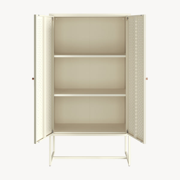 Comoda inalta cu 2 usi Viitasaari 150x80x40 cm otel crem deschis [en.casa] 