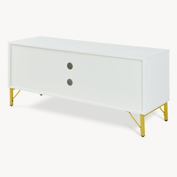 Comoda TV cu 2 usi Reyri 120x39x52 cm alb/auriu [en.casa]