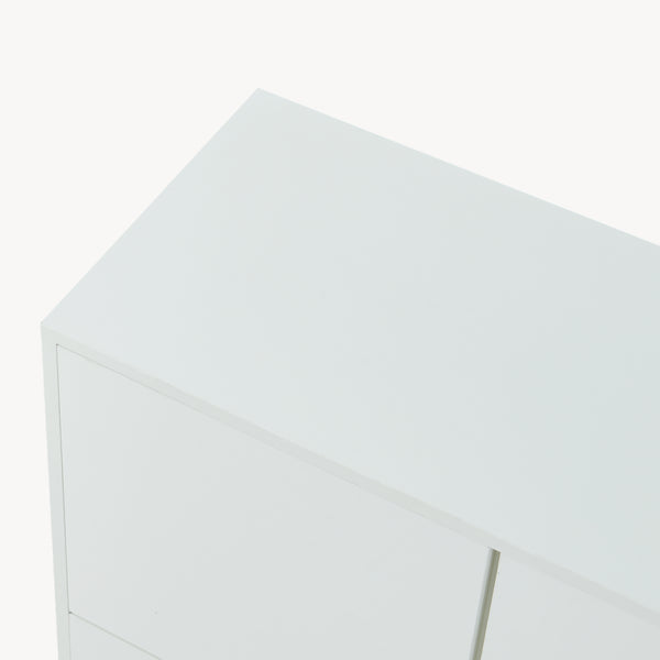 Comoda cu 4 usi si cadru metalic  Reyri 90x80x35 cm alb/auriu [en.casa]