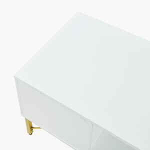Masuta cafea cu usa si spatiu depozitare Reyri 80x45x42 cm alb/auriu [en.casa]