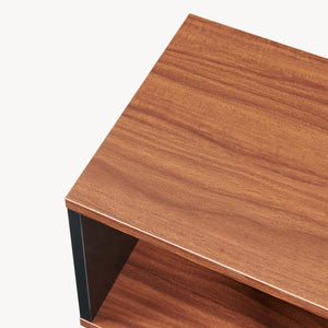 Masuta cu 2 spatii deschise depozitare Trond 50x33x29 cm negru/efect lemn nuc