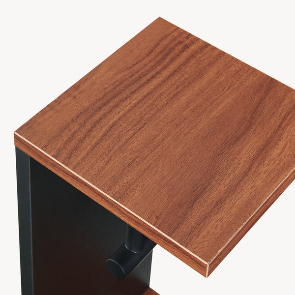 Suport de sine statator pentru hartie WC cu 3 rafturi Trond 77x18x18 cm negru/efect lemn nuc [en.casa]