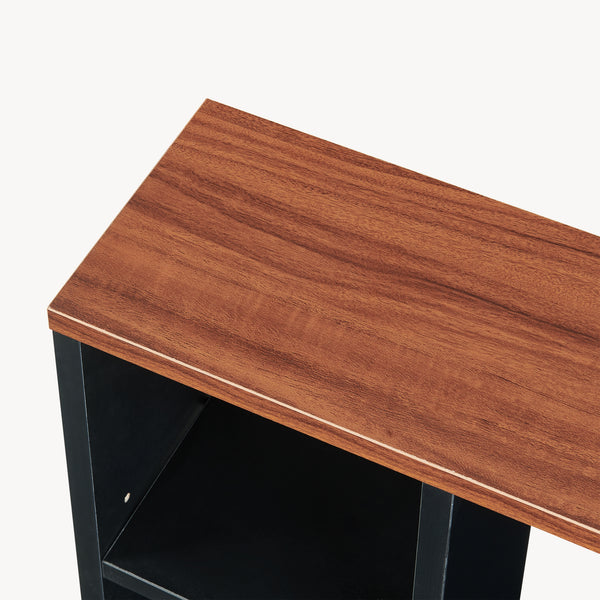Suport de sine statator pt hartie WC cu 3 compartimente deschise Trond 60x40x16 cm negru/efect lemn nuc [en.casa]