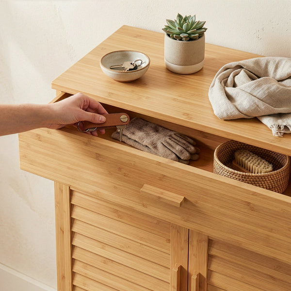 Dulap pantofi cu sertar Aarela 67x66x34 cm bambus [en.casa]