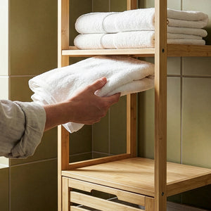 Raft baie cu cos detasabil pentru rufele murdare Anun 130x36x33 cm efect lemn/bej [en.casa]