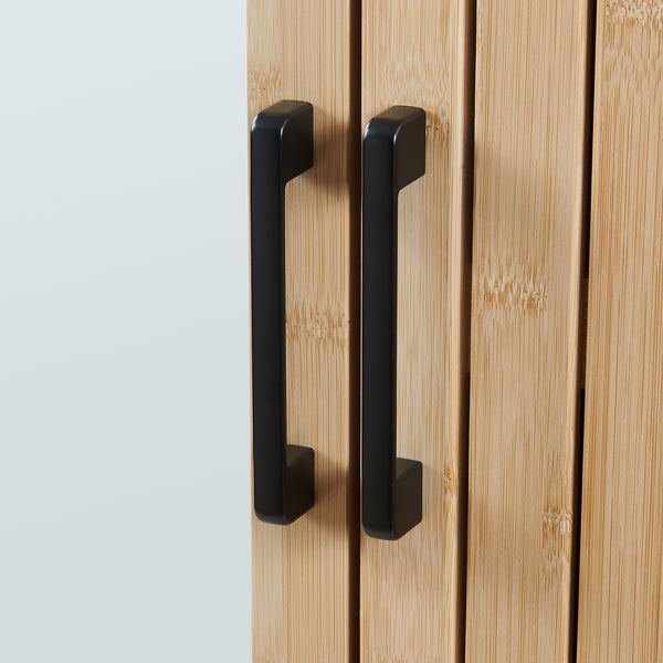 Dulap perete baie cu oglinda front din bambus si raft Svanes 58x56x13 cm gri inchis/natur [en.casa] 