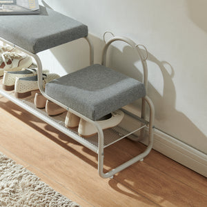 Banca pantofi cu scaun integrat pentru copii Jässaatka 100x32x45,5 cm gri [en.casa]