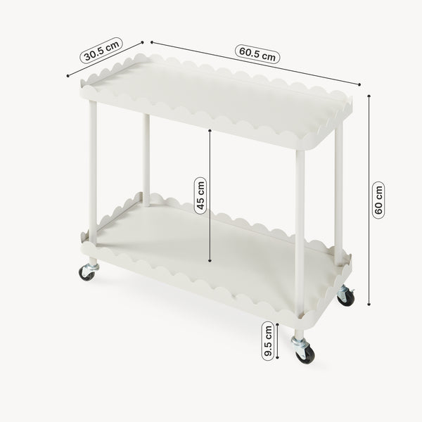 Carucior servire la masa cu 2 nivele si margine inaltata ondulata Bolmanralu 60x60x30 cm otel/pal gri [en.casa]