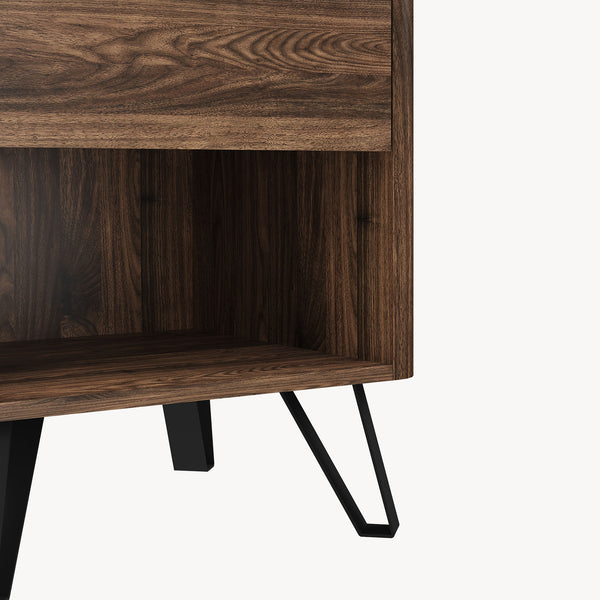 Noptieră Trorlon 55x50x40 cm aspect nuc/travertin [en.casa]