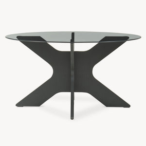 Masă de cafea Imi cu blat de sticlă Ø70x35 cm Negru/Gri [en.casa]
