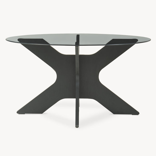 Masă de cafea Imi cu blat de sticlă Ø70x35 cm Negru/Gri [en.casa]