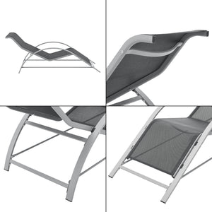 Set mobilier gradina Binetto 2 sezlonguri 1 masa gri/negru [en.casa]