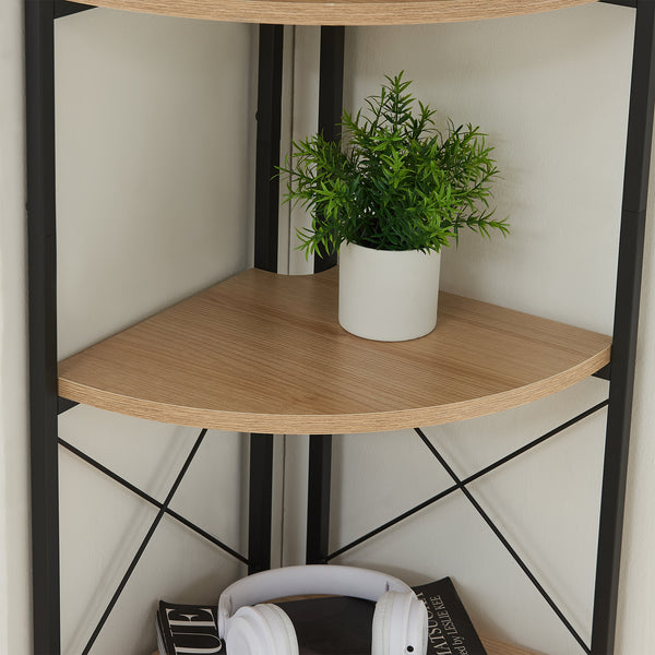 Raft de colt Ulfborg 160x30x30 cm negru/efect stejar [en.casa] 
