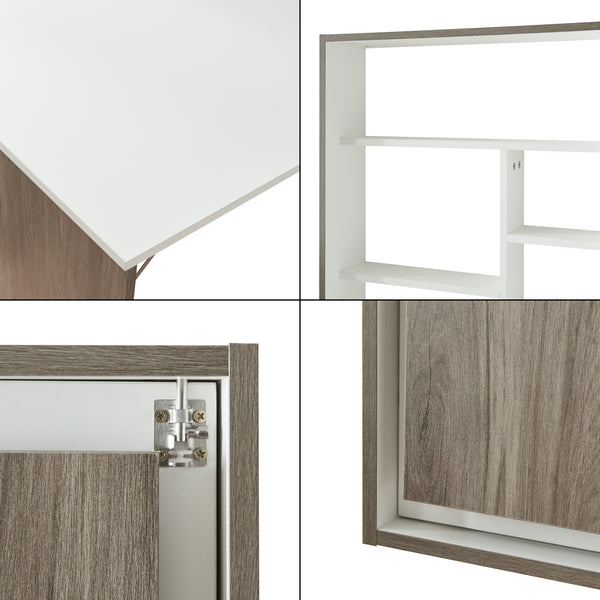 Birou perete pliabil Greve 80x62x16cm apl alb/efect lemn [en.casa]