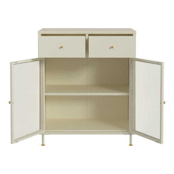 Comoda cu 2 usi Lindau 97x80x40 cm crem deschis [en.casa]