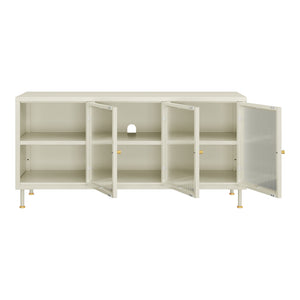 Comoda TV Lindau 120x40x59 cm cu 3 usi crem deschis [en.casa]